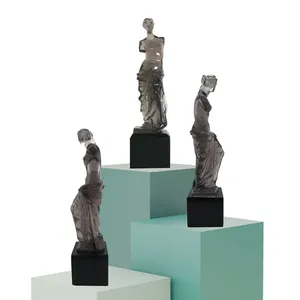 Decoración moderna para el hogar, escultura de Venus negra de resina epoxi transparente colorida
