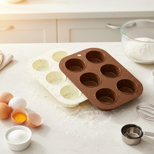 Molde de Silicona para Muffins con Diseño de Chispas, 6 Cavidades, Apto para Horno, Flexible, para Muffins, Cupcakes y Brownies - Product Image 2