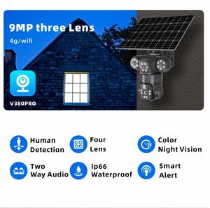 Caméra solaire réseau KERUI 9MP à trois objectifs, caméra extérieure <span class=keywords><strong>Aisa</strong></span> 4G WIFI, surveillance de sécurité à domicile, CCTV, suivi de mouvement, zoom 10X - Product Image 2