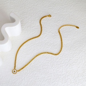Collar con Logotipo Personalizado, Resistente al Deslustre, Impermeable, de Acero Inoxidable, Chapado en Oro de 18k, con Colgante de Concha, Corazón y Cruz, para Mujer - Product Image 4