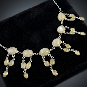 925 Silver <b>Rainbow</b> Moonstone Gemstone Pendant Necklace Fine Jewelry Necklace - Product Image 1