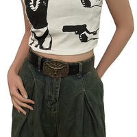 Nouvelle ceinture de cowboy western avec grande boucle, tendance et rétro, adaptée aux hommes et aux femmes, en similicuir.