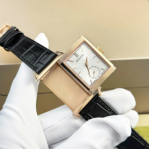 <span class=keywords><strong>Orologio</strong></span> <span class=keywords><strong>da</strong></span> <span class=keywords><strong>Polso</strong></span> Slim Reversibile a Carica Manuale, Cassa in Oro Rosa, Cinturino in Pelle Nera Effetto Coccodrillo, Quadrante Argento Sunburst, Piccolo Secondo Quadrante - Product Image 3