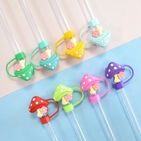 Accessoires de bar et de tasses DIY réutilisables en PVC certifié CE, motif dessin animé mignon, coloré, anti-poussière, champignon et fleur, 10 mm