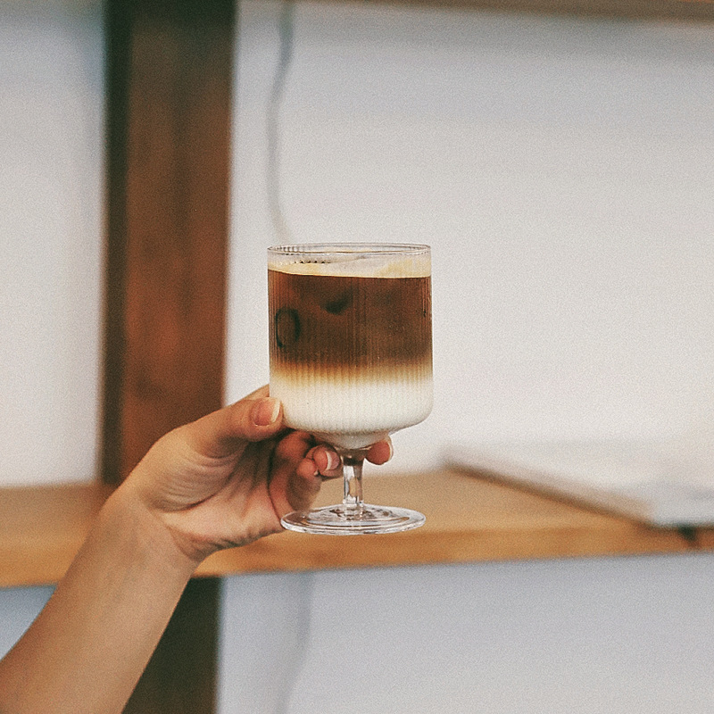 310ml Goblet glass Glass cup striped glasses cup personality ice cream cup