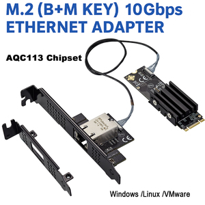 Adaptador de Red Aquantia AQC113C M.2 10Gbps con Cable Ngff PCIe Gen4 X1 2280 a Tarjeta Ethernet RJ45 para Escritorio, Alta Velocidad - Product Image 1