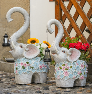 Lampe éléphant à énergie solaire ornements de jardin famille d'accueil cour balcon aménagement paysager cour déco jardin extérieur pot de fleurs - Product Image 2