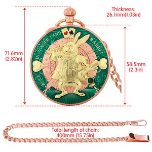 Reloj de Bolsillo Musical con Trompeta de Conejo - Caja de Música de Manivela con Cadena, Regalo Vintage para Fiestas, Bodas y Eventos Especiales - Product Image 5