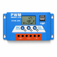 Contrôleur de charge solaire 12/24V automatique 20A avec sortie USB 1.2A, écran LCD, compensation de température et faible consommation en veille pour système solaire