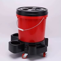 Seau de lavage de voiture roulant JYM-F6 avec base mobile, tabouret multifonctionnel pour le detailing automobile, outil portable de nettoyage et d'entretien de la beauté automobile