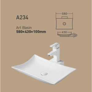 Lavabo de comptoir de style nordique A234 580x430mm en céramique blanche, lavabo artistique pour la maison et l'hôtel - Product Image 1