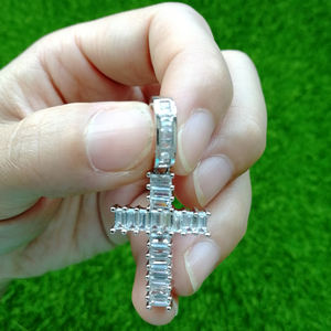 CN146 Kalung & Liontin Salib CZ Kuningan Es Baja Tahan Karat Rantai Kuba Hip Hop Kalung - Product Image 5