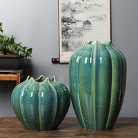 Vase Citrouille Monochromatique Style Minimaliste Luxe Léger, Ornement Pomme Verte, Décoration Moderne, Glacure Colorée Créative, Nouveau Style Chinois