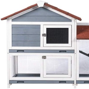 Konijnenhok van 62 inch, houten hok voor cavia's, afsluitbare deuren, uitneembare lade, dak van asfalt, meerlaags ontwerp, voor buitengebruik - Product Image 3