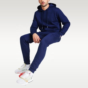 Hot sale Men Plain Hooded running suit Casual wear Cotton fleece Tracksuit - Product Image 4
