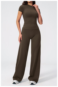 Fabricant de pantalons de yoga évasés, ensembles de t-shirts et pantalons pour femmes, vêtements de <span class=keywords><strong>sport</strong></span> pour femmes, ensembles <span class=keywords><strong>pas</strong></span> chers - Product Image 2