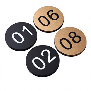 Numéros de table en acrylique 1-100, autocollants anti-décoloration, étiquettes imperméables pour <span class=keywords><strong>maison</strong></span>/locataire/restaurant (noir/or 5 cm) - Product Image 1