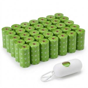 Eco-friendly Biodegradable Dog Waste Bags Thickened <b>Roll</b> Type Cornstarch Compostable Pet Poop Bags with Dispenser - Product Image 1