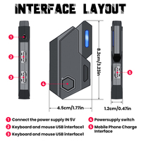 Convertisseur de clavier et de souris à une main TF950 pour jeux, ensemble cinq-en-un avec support pour téléphone et tablette