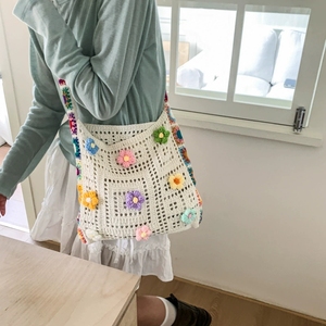 <span class=keywords><strong>Sac</strong></span> à bandoulière en <span class=keywords><strong>crochet</strong></span> style bohème, ajouré, tissé à la main, granny square, sacs de voyage en tricot pour l'été et la plage - Product Image 5