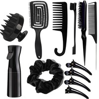 Ensemble de 12 Brosses à Cheveux: Peigne Masseur de Cuir Chevelu, Vaporisateur, Lisseur de Cheveux en Silicone, Shampooing, Brosse Démêlante en Maille