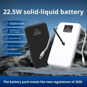 <span class=keywords><strong>Batería</strong></span> de estado semisólido de plástico que <span class=keywords><strong>no</strong></span> se inflama, cable integrado resistente a pinchazos, <span class=keywords><strong>carga</strong></span> súper rápida de 22.5W, <span class=keywords><strong>batería</strong></span> externa de 10000 mAh - Product Image 3