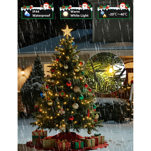 Aigostar 108 LED 1.8m luci dell'albero di Natale IP44 impermeabile a forma di fiocco di neve bianco caldo con 8 modalità - Product Image 4