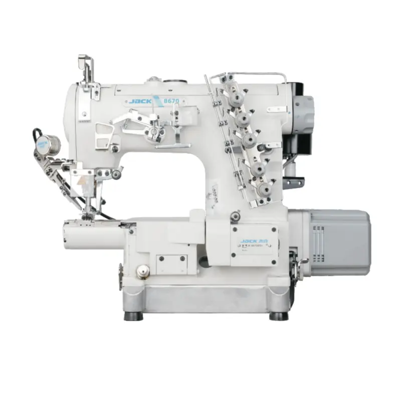 Nueva máquina de coser de enclavamiento de cilindro de recorte de hilo automático Jack 8670 con 3 agujas y 5 hilos