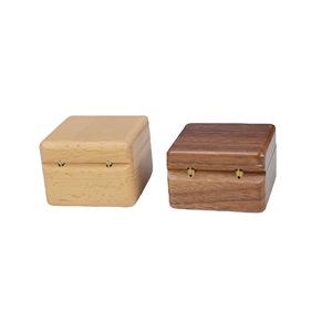Walnut And Beech Wood Ring <b>Box</b> Square Jewelry Packaging Storage <b>Box</b> For Wedding Rings And <b>Earrings</b> - Product Image 5