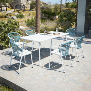 Set da Pranzo Moderno per Esterni per Hotel, in Lega di <span class=keywords><strong>Alluminio</strong></span> + Corda Intrecciata in Olefina (Adatta per Cuscini), Leggero e Impermeabile - Product Image 1