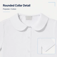 Chemisier scolaire pour filles, col arrondi, manches courtes, chemise uniforme blanche, tissu doux et respirant, vêtements scolaires personnalisés pour enfants