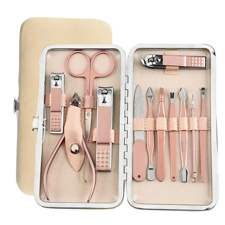 Hot Selling Manicure Set 12 Pcs Nail Art Pedicure Tool Kit Stainless Set Grooming Manicure Set Grooming Kit for Travel