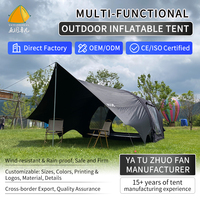 Meilleure Vente Tente Gonflable Extérieure Quatre Saisons Imperméable en Coton TC Vert avec Auvent Extensible Une Chambre pour Camping Familial