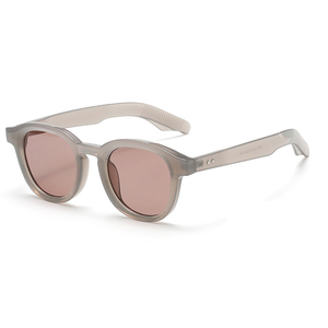 Lunettes <span class=keywords><strong>de</strong></span> soleil rondes rétro unisexes ADE WU STY19328H UV400, nouvelle collection 2026, avec rivets et logo personnalisé, verres champagne vintage, teinte grise - Product Image 3