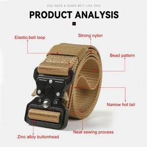 เข็มขัดยุทธวิธีสำหรับผู้ชาย แบบหนา ทนทาน หัวเข็มขัดโลหะแบบปลดเร็ว เหมาะสำหรับการปีนเขา ฝึกซ้อม ล่าสัตว์ สายรัดไนลอนลายพราง - Product Image 4