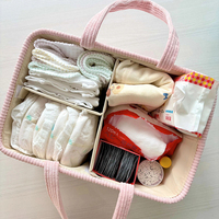 Offre Spéciale personnalisable velours côtelé momie couches organisateur grand doux détachable pépinière panier moderne poussette Nappy sac