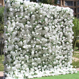 ODM 8ft X 8ft enrollar bebé aliento flor pared 5D flor artificial pared telón de fondo para boda