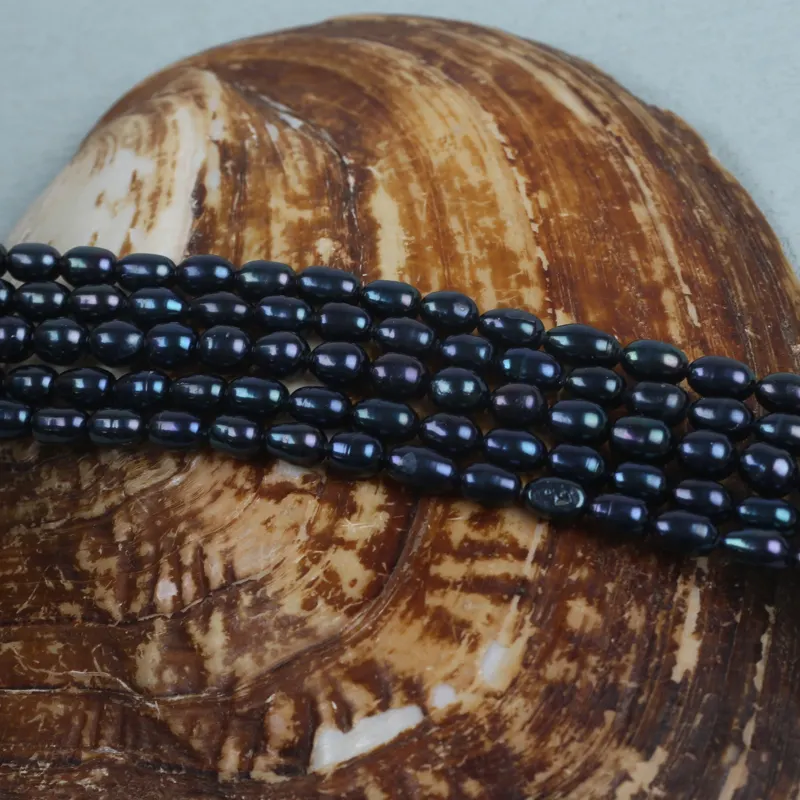 Sales Pearl Wholesale 5-6mm Natural Black Rice Shape Freshwater Pearl Beads For Jewelry Making