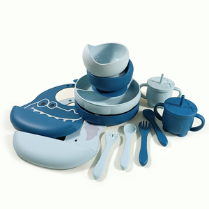 Juego de alimentación de vajilla para bebé, plato alimentador de alimentos para bebé, plato de succión, Babero impermeable, diseño colorido, Babero con cubertería - Product Image 5
