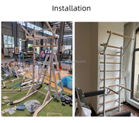 Barras Ajustables para Estambres y Barras de Pared, Escalera Sueca con Bola de Dominadas, Rack de Gimnasio Multifunción para Fisioterapia y Entrenamiento de Fuerza