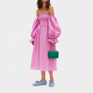 Vestidos de Verano 2025 de Diseño Original (OEM), Vestidos de Lino y Algodón Sólido para Playa, para Mujer - Product Image 6