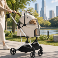 USMILEPET Haustier-Kinderwagen Abnehmbarer Träger Faltbar Ein-Klick-X-Rahmen Stoßdämpfende Räder Verdeck für Kleine und Mittlere Hunde