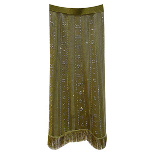 Completo Estivo 2026: Top Lavorato a Maglia con Strass Floreali e Orlo a Nappe + Gonna Midi a Vita Alta - Product Image 5