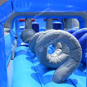 Campo de obstáculos inflable combinado con trampolín, toboganes de juegos de parque - Product Image 6