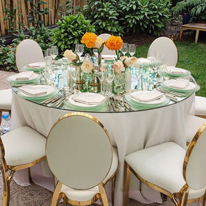 Bán Buôn Đồ Nội Thất Sang Trọng Vàng Thép Không Gỉ Xếp Chồng Da Tổ Chức Sự Kiện Tiệc Cưới Bàn Ghế Cho Khách Sạn - Product Image 2