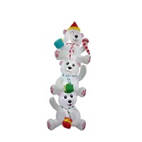 Boîte cadeau gonflable de Noël avec trois ours polaires empilés et cannes en sucre, avec LED intégrées pour décoration extérieure