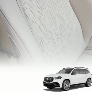Housses de siège en cuir complètes pour voiture, remplacement pour AMGGLS63 2022 - Gris argenté perlé beige (six places) Luxe - Product Image 1