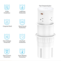Enchufe de escritorio emergente de 86 mm con cargador inalámbrico de 15 W, USB-C PD de 20 W y 4 tomas de CA, regleta de alimentación retráctil oculta