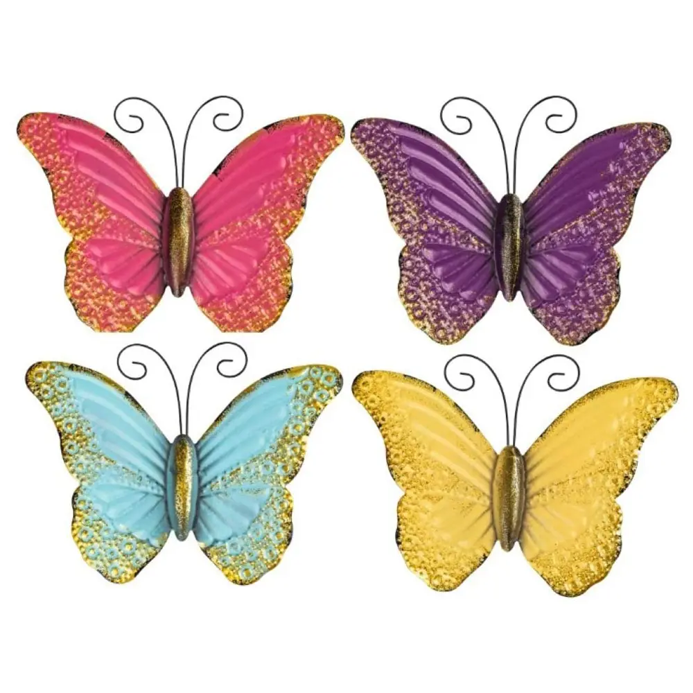 Wholesale Set of 4 Pastel Butterflies Wall Art Outdoor/Indoor Garden and Wall Decor Sculptures Wedding Decor