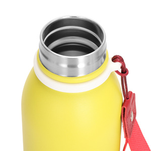 Stainless Steel Water Bottle Double Wall Vacuum Insulated With Handle Travel Outdoor Use Yellow 4 Sizes Available - Product Image 2